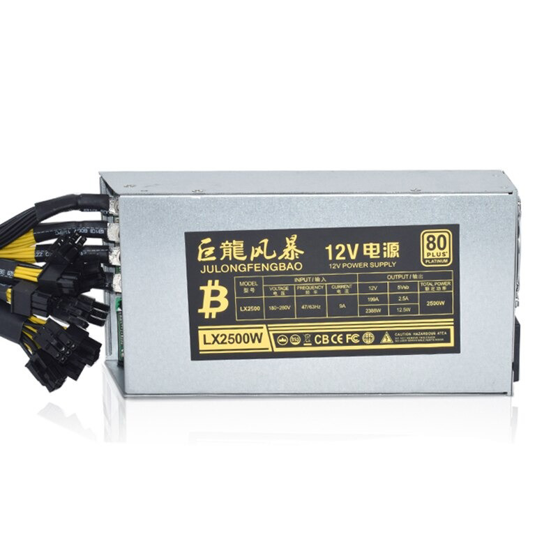 2500W Server Interne Voeding PSU ETH Bitcoin Mining GPU 80+ Platinum Certified met 1 jaar garantie