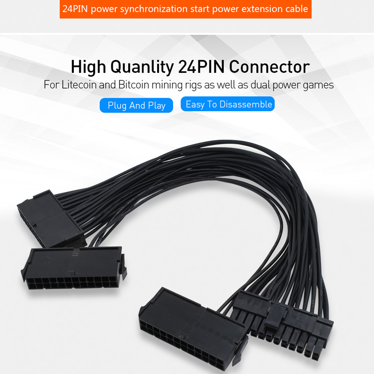 Dual Drie ATX 20+4 (24Pin) Molex PSU Sync Kabel voor 2 of 3 PSU Power synchronisatie boot