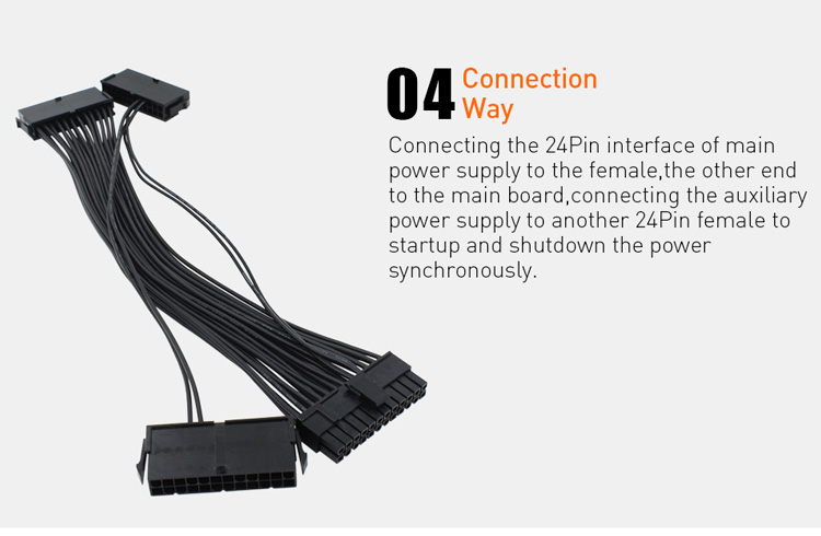 Dual Drie ATX 20+4 (24Pin) Molex PSU Sync Kabel voor 2 of 3 PSU Power synchronisatie boot