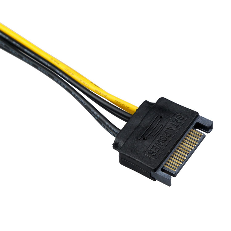 15-Pin Male SATA to 6-Pin Pcie video card Power kabel