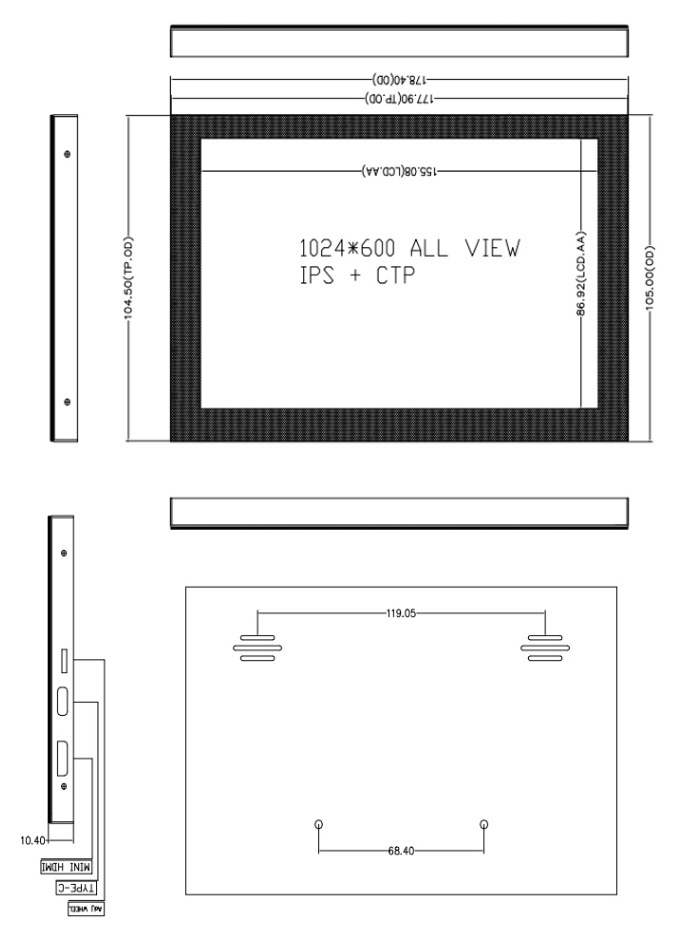 Ips 7Inch Scherm Lcd Display Mini Pc Touch Hdmi Module 1024X600 Voor Raspberry Pi 3 Pi4 pc Monitor Screen