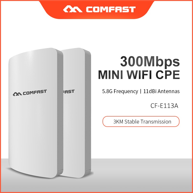 Comfast CF-E113A 2Pcs 3Km Outdoor Mini Cpe Bridge Wifi Repeater 5Ghz 300Mbps Wireless Router Wifi Extender nano Station Antenne 1 jaar garantee