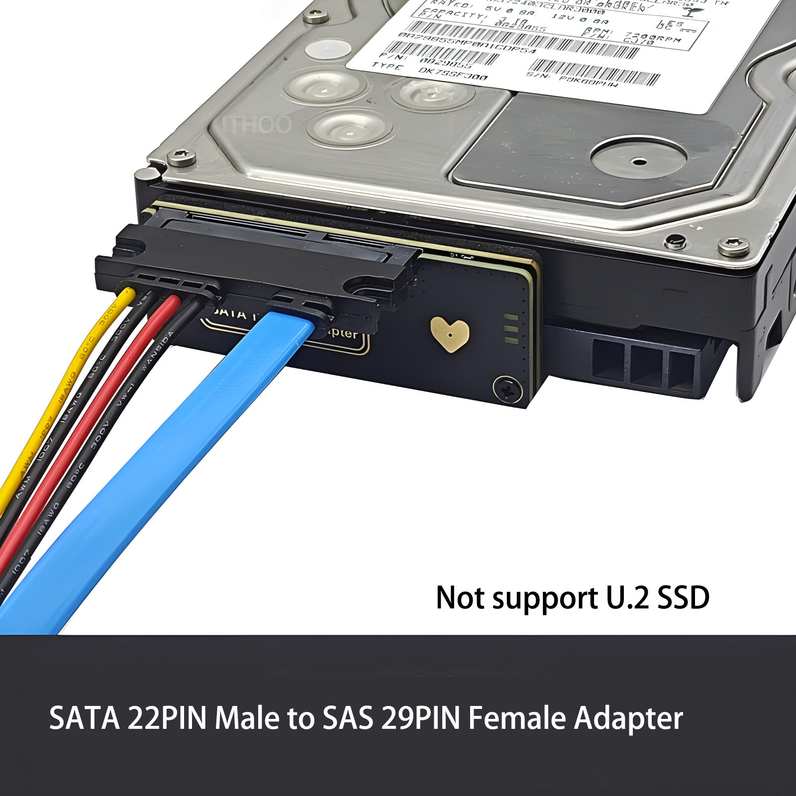 Professionele SAS 29pin naar SATA 3.0 22pin HDD Adapter Converter met chip en kabel