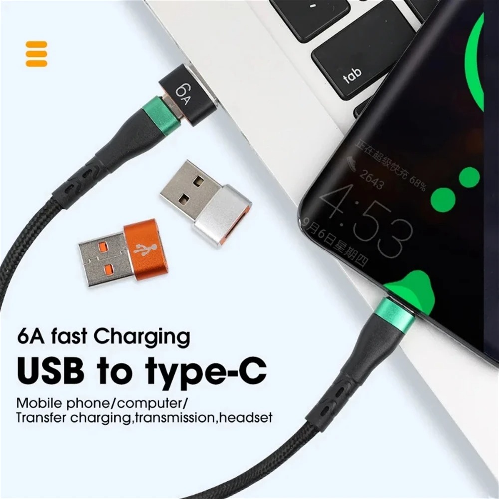 6A Usb Naar Type C Otg Adapter 120W USB-C Mannelijk Naar Type-C Vrouwelijke Oplader Converter Voor Macbook Samsung Data Transfer Adapter