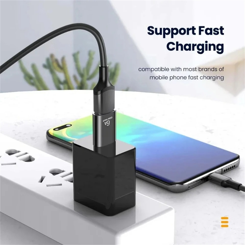 6A Usb Naar Type C Otg Adapter 120W USB-C Mannelijk Naar Type-C Vrouwelijke Oplader Converter Voor Macbook Samsung Data Transfer Adapter