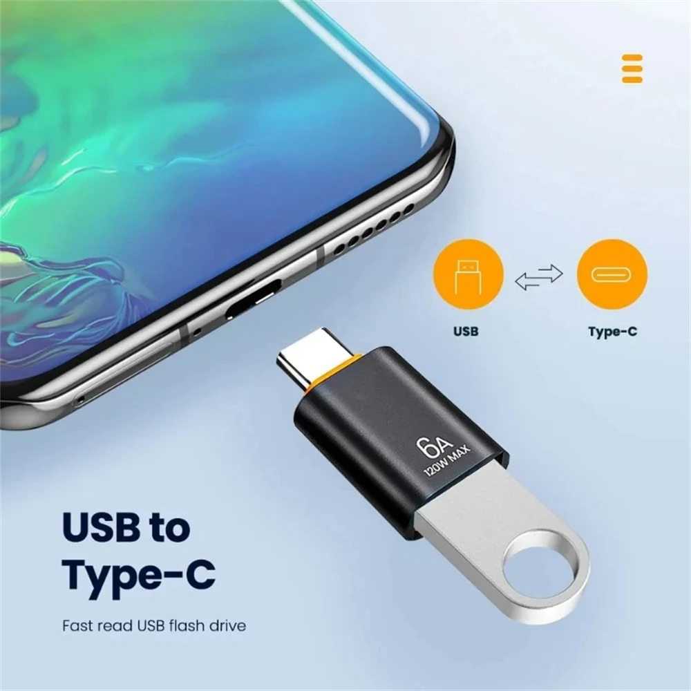 6A Usb Naar Type C Otg Adapter 120W USB-C Mannelijk Naar Type-C Vrouwelijke Oplader Converter Voor Macbook Samsung Data Transfer Adapter