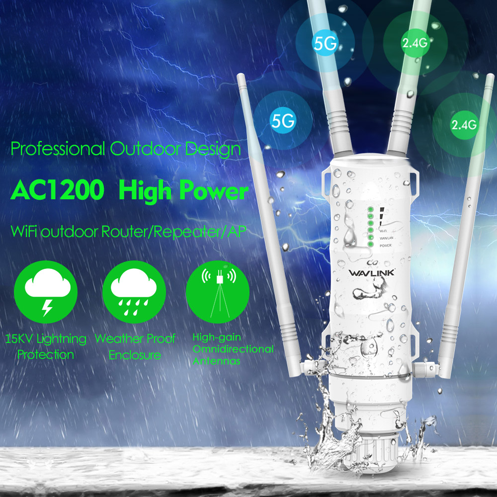 Wavlink AC1200 High Power Wifi Outdoor Ap/Repeater/Router Met Poe En High Gain 2.4G & 5G Antenne Wifi Range Extender Versterker 1 jaar garantie
