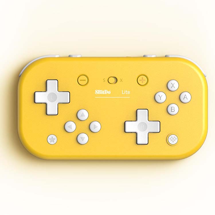 8Bitdo Geel Lite Draadloze Bluetooth Game Controller + JoyCon caps + kaarthouder