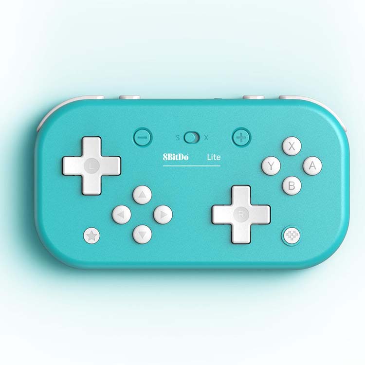 8Bitdo Turquoise Lite Draadloze Bluetooth Game Controller + JoyCon caps + kaarthouder