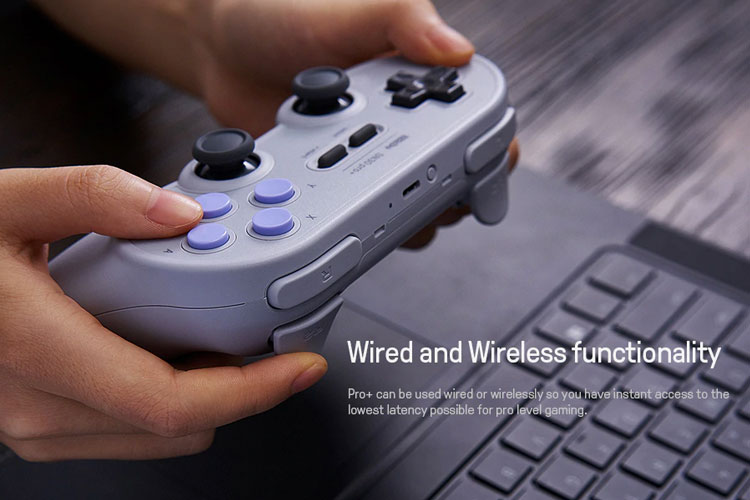 8Bitdo SN30 Pro Plus Draadloze Bluetooth Game Controller + JoyCon caps + kaarthouder