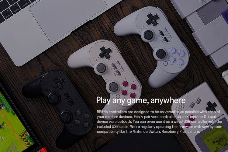 8Bitdo SN30 Pro Plus Draadloze Bluetooth Game Controller + JoyCon caps + kaarthouder