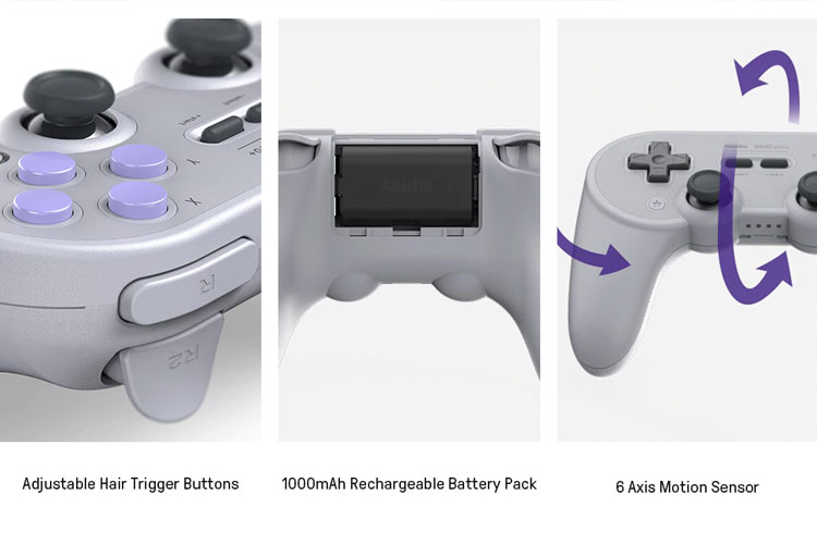 8Bitdo SN30 Pro Plus Draadloze Bluetooth Game Controller + JoyCon caps + kaarthouder