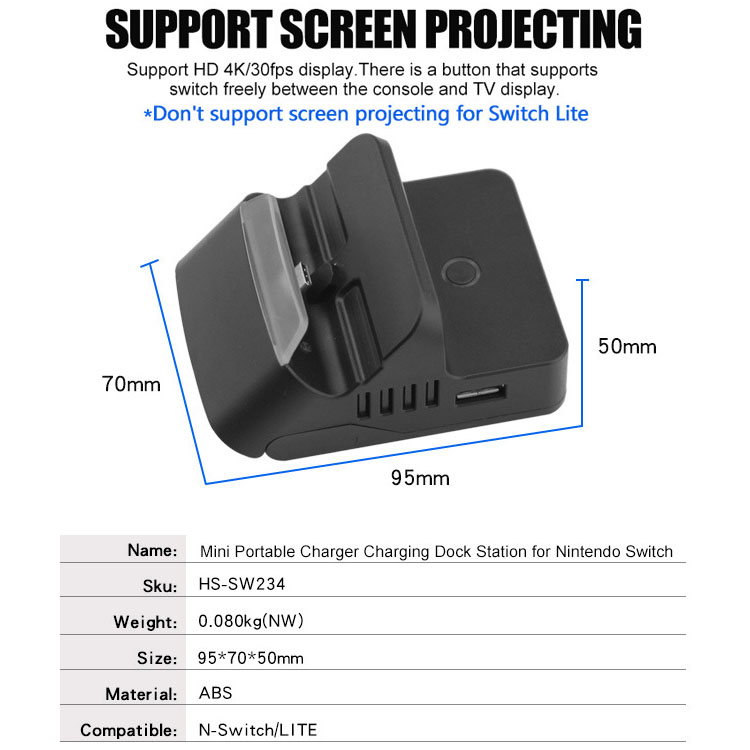 Dock Charger Stand HDMI Video Converter Voor Nintendo switch