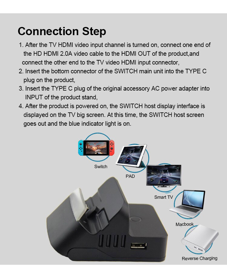 Dock Charger Stand HDMI Video Converter Voor Nintendo switch