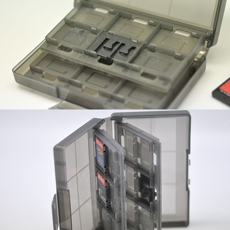 24 Slots Plastic Game Kaarten Houder voor Nintendo Switch Doorschijnend Zwart