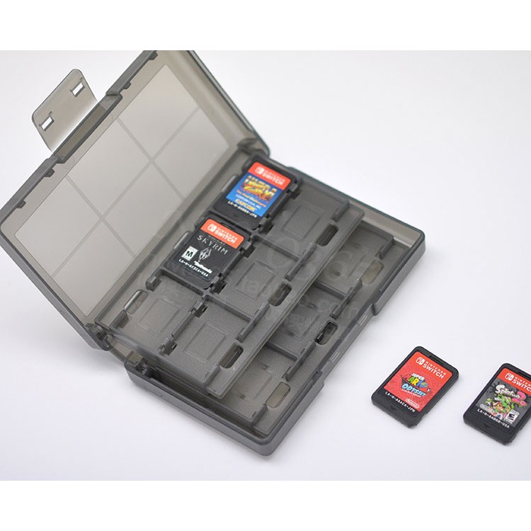 24 Slots Plastic Game Kaarten Houder voor Nintendo Switch Doorschijnend Zwart
