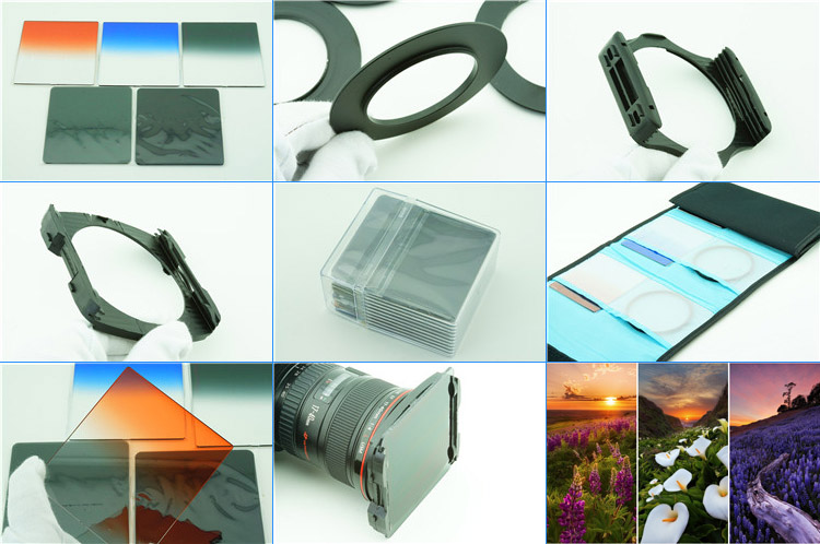 9 in 1 graduated square filter grijsverloopfilter kit
