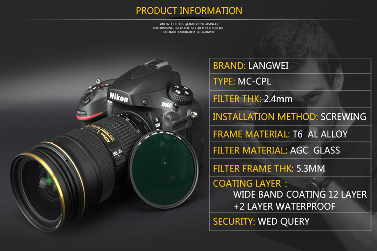 52mm CPL Polarisatie MC Lens Filter Langwei Multi Coating 