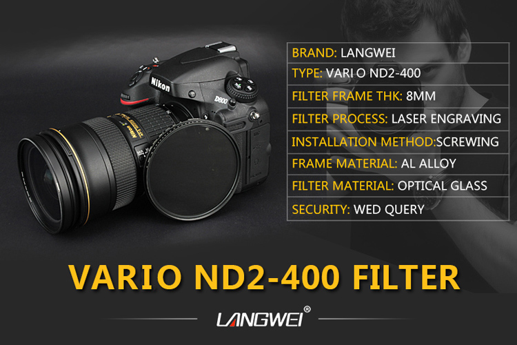 49mm ND Filter (grijsfilter) vario ND2-400 Langwei Lens