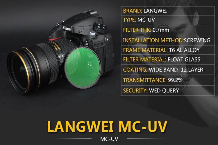 72mm UV Filter Langwei Multi coating MC PRO Slim Camera lens