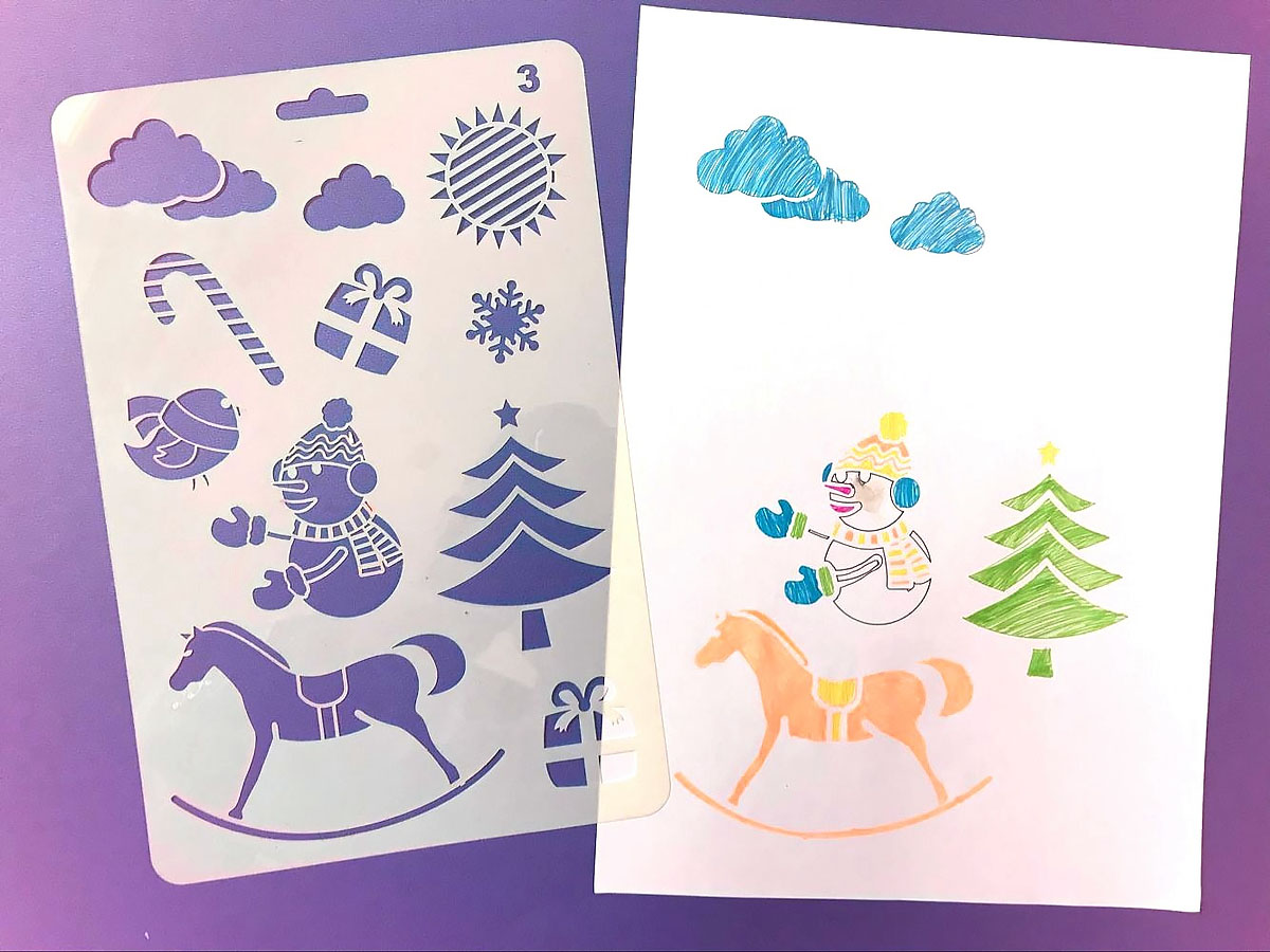 12 in 1 Kerst serie Kaart DIY Album Masking Spray Geschilderd Template Tekening Stencils Schilderen Scrapbooking Card 
