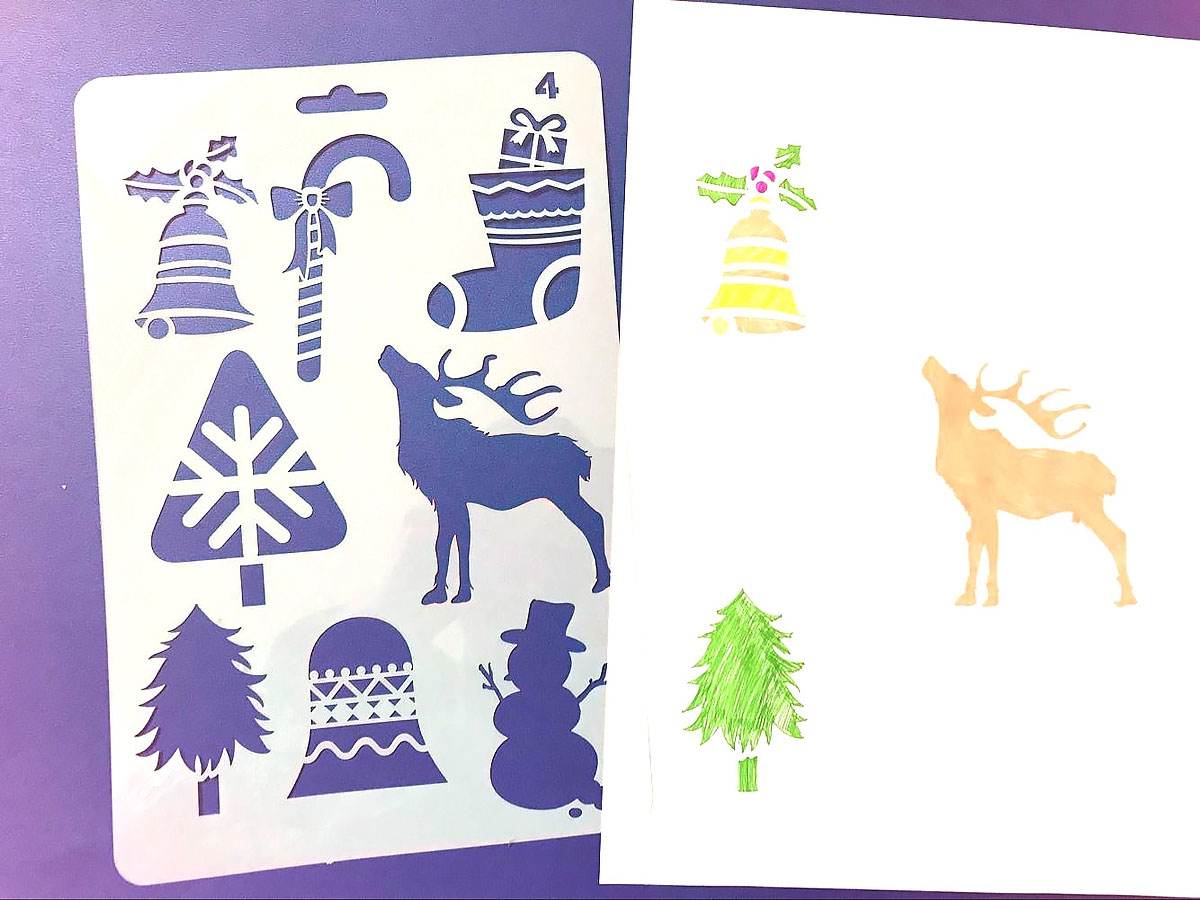 12 in 1 Kerst serie Kaart DIY Album Masking Spray Geschilderd Template Tekening Stencils Schilderen Scrapbooking Card 