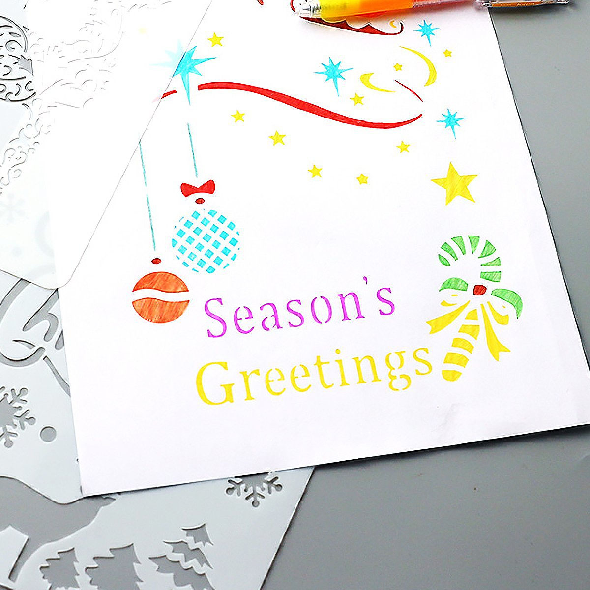 12 in 1 Kerst serie Kaart DIY Album Masking Spray Geschilderd Template Tekening Stencils Schilderen Scrapbooking Card 