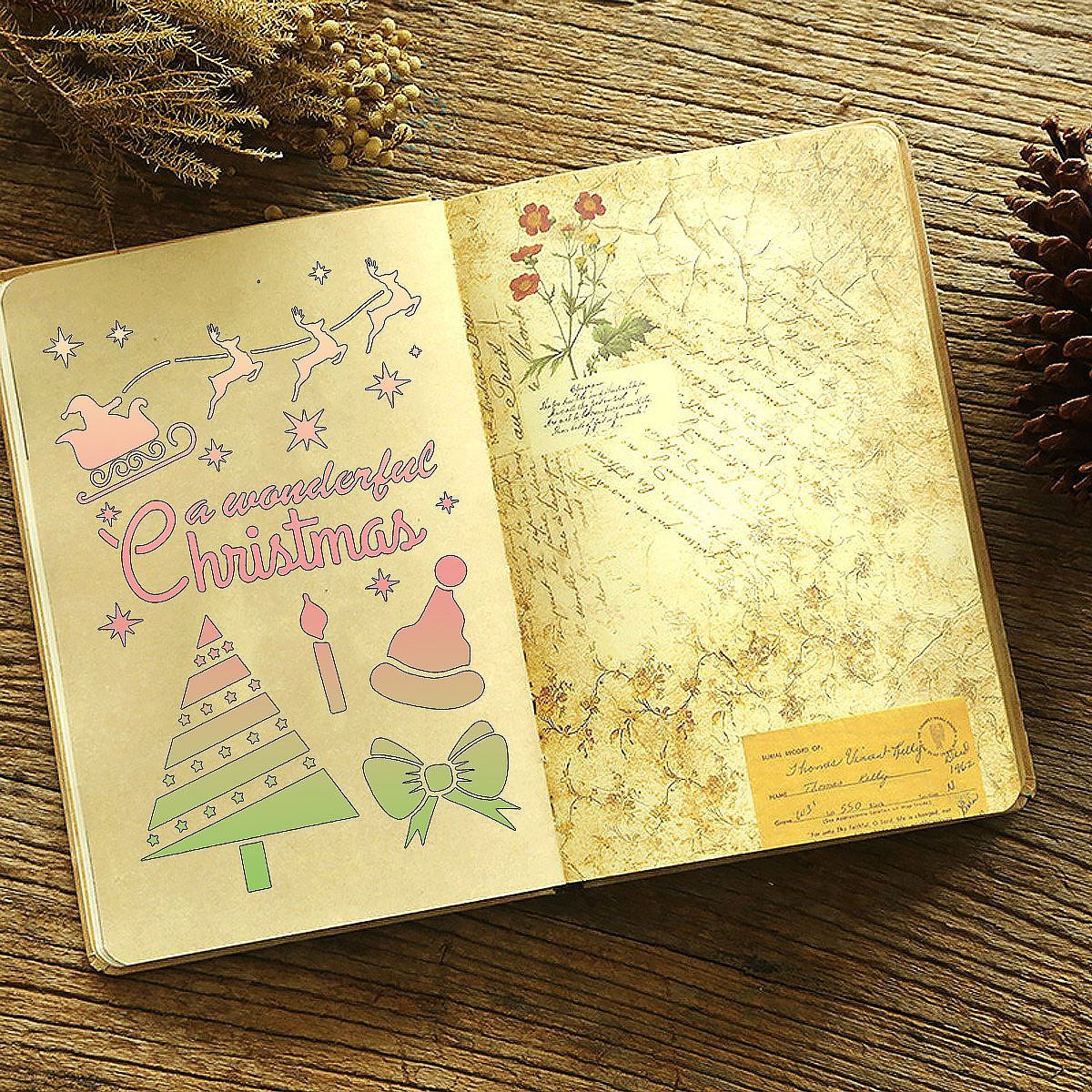 12 in 1 Kerst serie Kaart DIY Album Masking Spray Geschilderd Template Tekening Stencils Schilderen Scrapbooking Card 