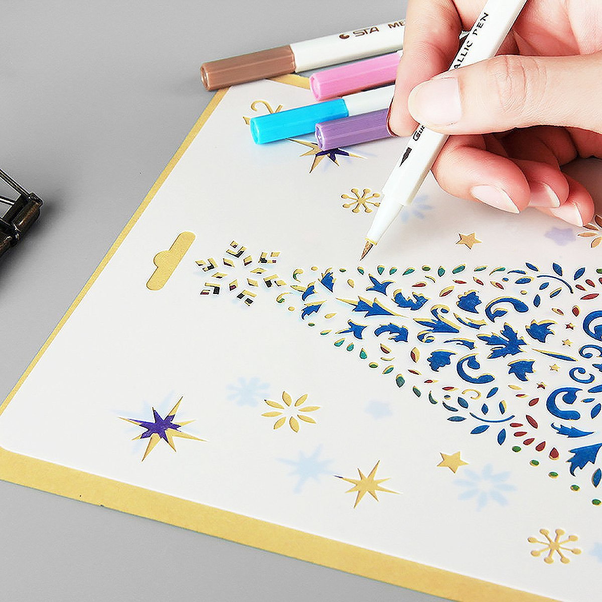 12 in 1 Kerst serie Kaart DIY Album Masking Spray Geschilderd Template Tekening Stencils Schilderen Scrapbooking Card 