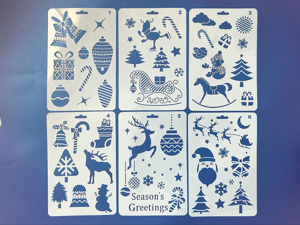 12 in 1 Kerst serie Kaart DIY Album Masking Spray Geschilderd Template Tekening Stencils Schilderen Scrapbooking Card 