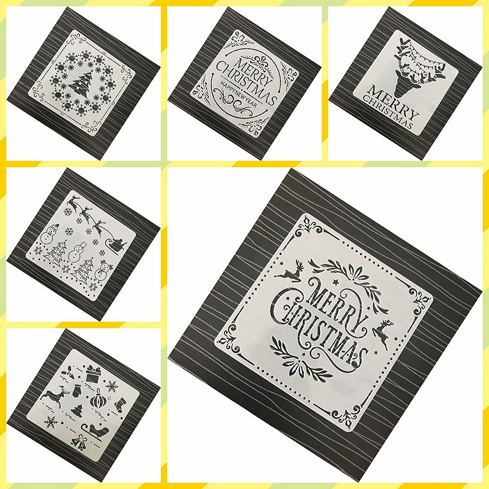 12 in 1 Kerst serie Kaart 13x13cm DIY Album Masking Spray Geschilderd Template Tekening Stencils Schilderen Scrapbooking Card 