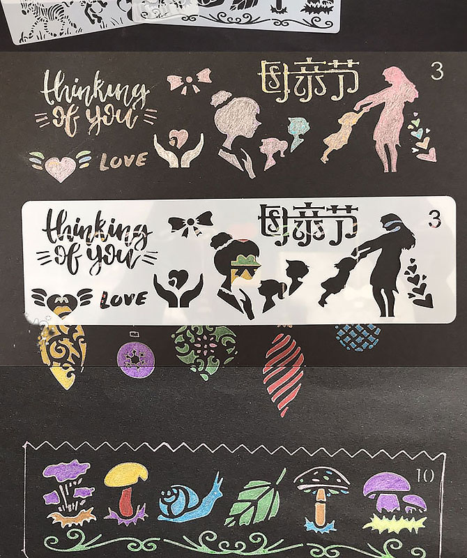 12 in 1 Kaart DIY Album Masking Spray Geschilderd Template Tekening Stencils Schilderen Scrapbooking Card Lace ruler 