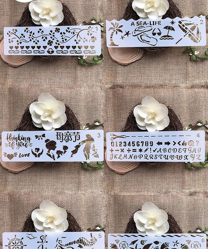 12 in 1 Kaart DIY Album Masking Spray Geschilderd Template Tekening Stencils Schilderen Scrapbooking Card Lace ruler 