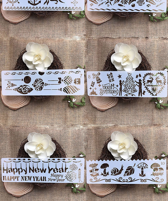 12 in 1 Kaart DIY Album Masking Spray Geschilderd Template Tekening Stencils Schilderen Scrapbooking Card Lace ruler 