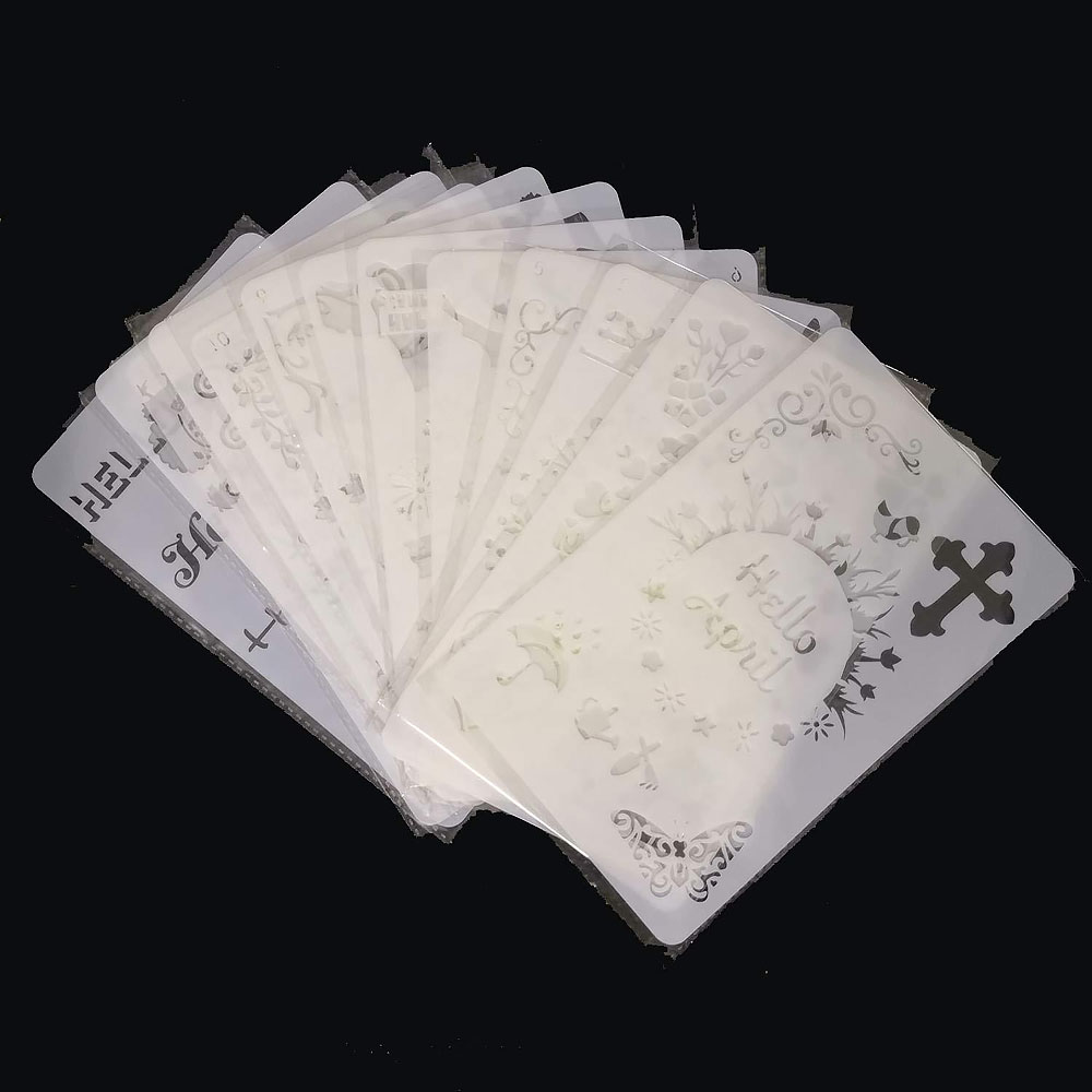 13 in 1 Kaart DIY Album Masking Spray Geschilderd Template Tekening Stencils Schilderen Scrapbooking Card Maand