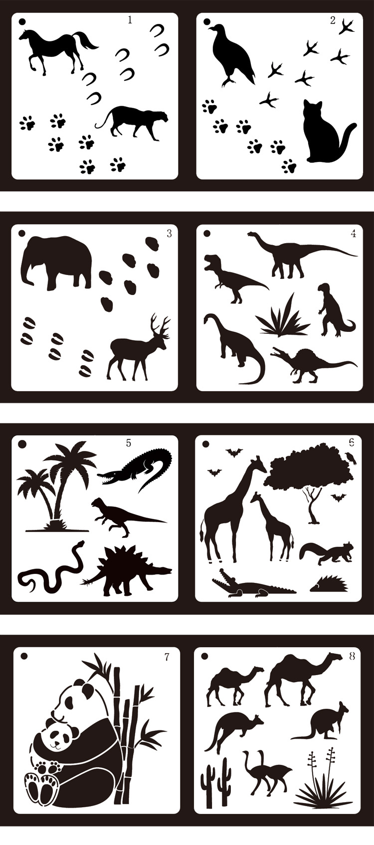 16 in 1 Kaart DIY Album Masking Spray Geschilderd Template Tekening Stencils Schilderen Scrapbooking Card Dieren
