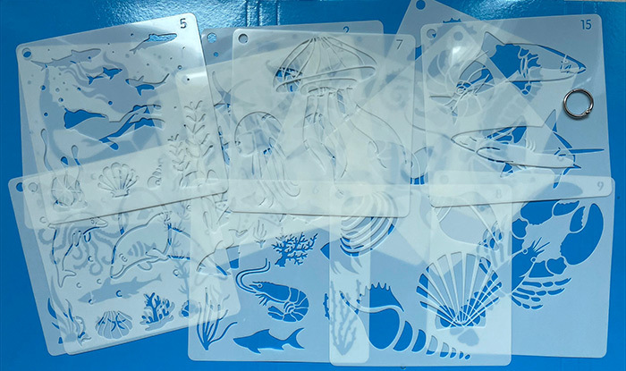 16 in 1 Kaart DIY Album Masking Spray Geschilderd Template Tekening Stencils Schilderen Scrapbooking Card Oceaan