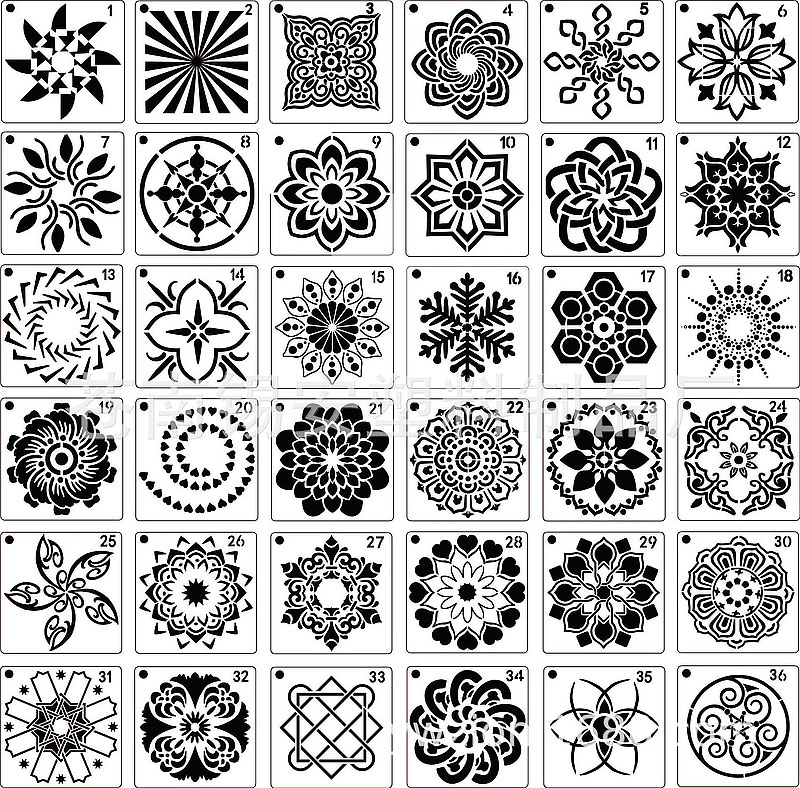 56 in 1 Kaart DIY Album Masking Spray Geschilderd Template Tekening Stencils Schilderen Scrapbooking Card Mandala