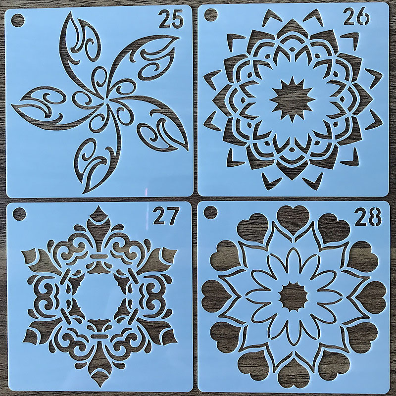 56 in 1 Kaart DIY Album Masking Spray Geschilderd Template Tekening Stencils Schilderen Scrapbooking Card Mandala