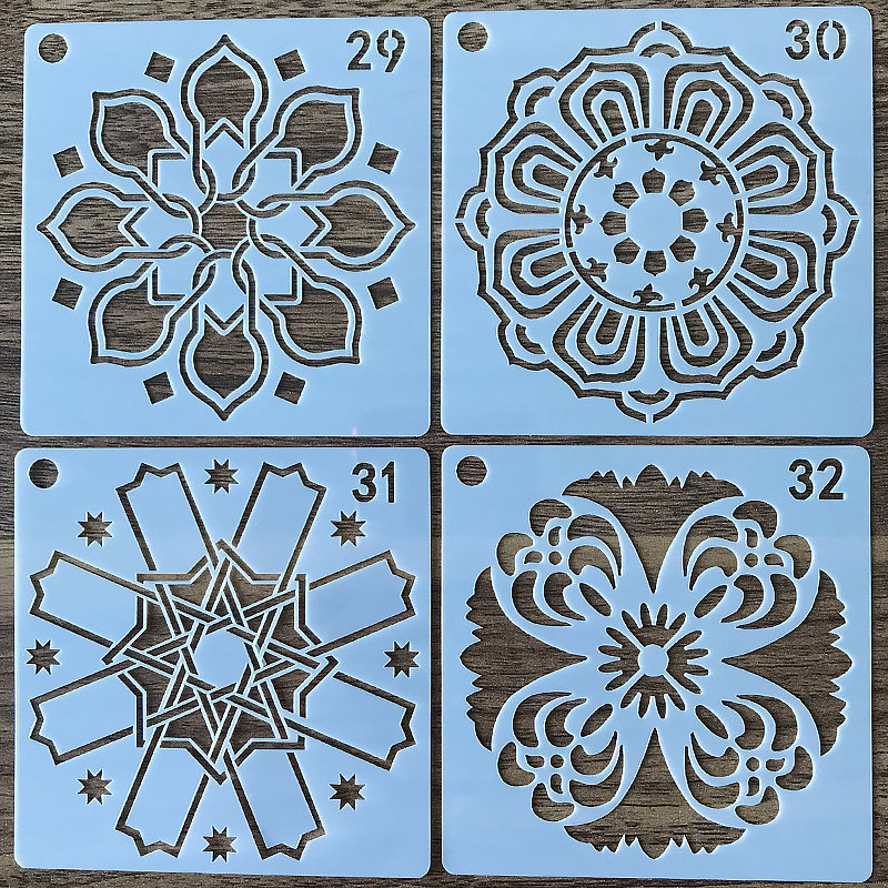 56 in 1 Kaart DIY Album Masking Spray Geschilderd Template Tekening Stencils Schilderen Scrapbooking Card Mandala