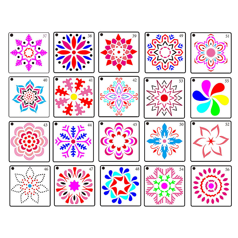 56 in 1 Kaart DIY Album Masking Spray Geschilderd Template Tekening Stencils Schilderen Scrapbooking Card Mandala
