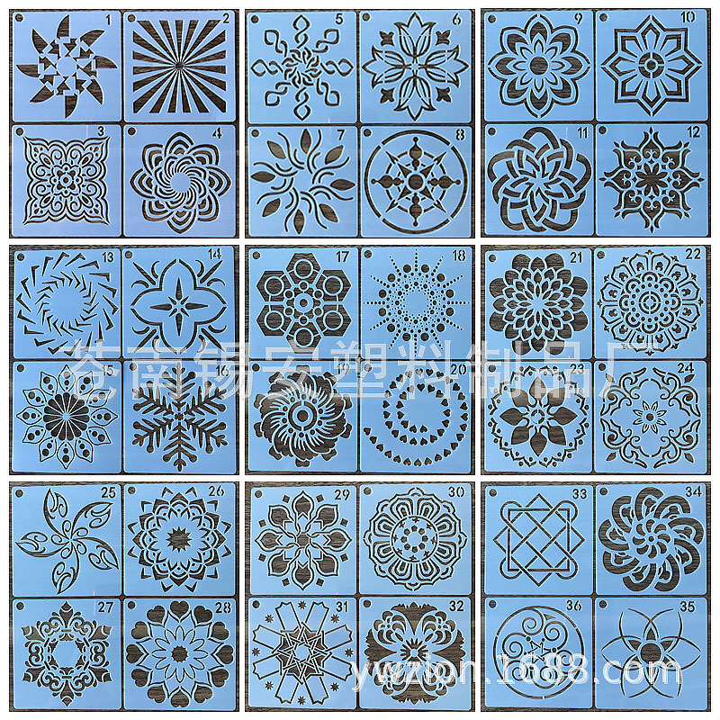 56 in 1 Kaart DIY Album Masking Spray Geschilderd Template Tekening Stencils Schilderen Scrapbooking Card Mandala