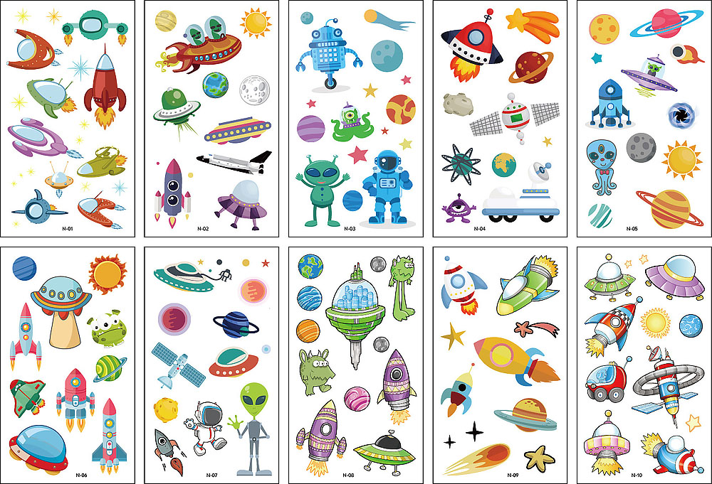 10 stuk Tattoo Sticker Gezicht Hand Cartoon Nep Tatoo Tijdelijke Waterdichte Taty model N Ruimte