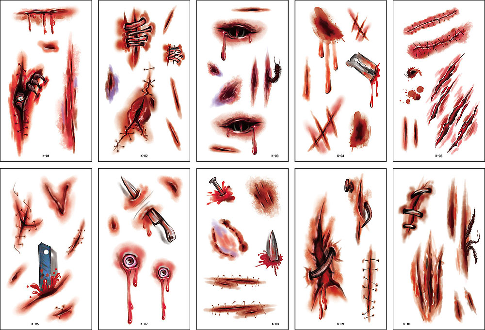10 stuk Tattoo Sticker Gezicht Hand Cartoon Nep Tatoo Tijdelijke Waterdichte Taty model K Litteken