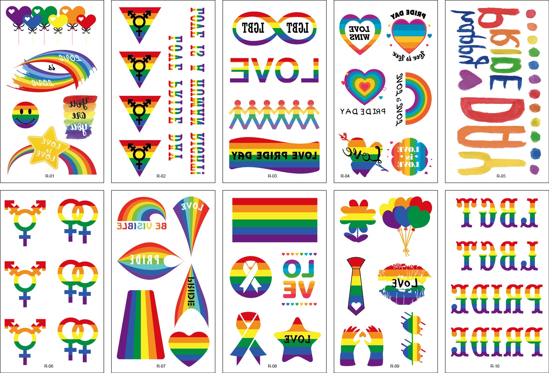 10 stuk Tattoo Sticker Gezicht Hand Cartoon Nep Tatoo Tijdelijke Waterdichte Taty model R Trotsdag