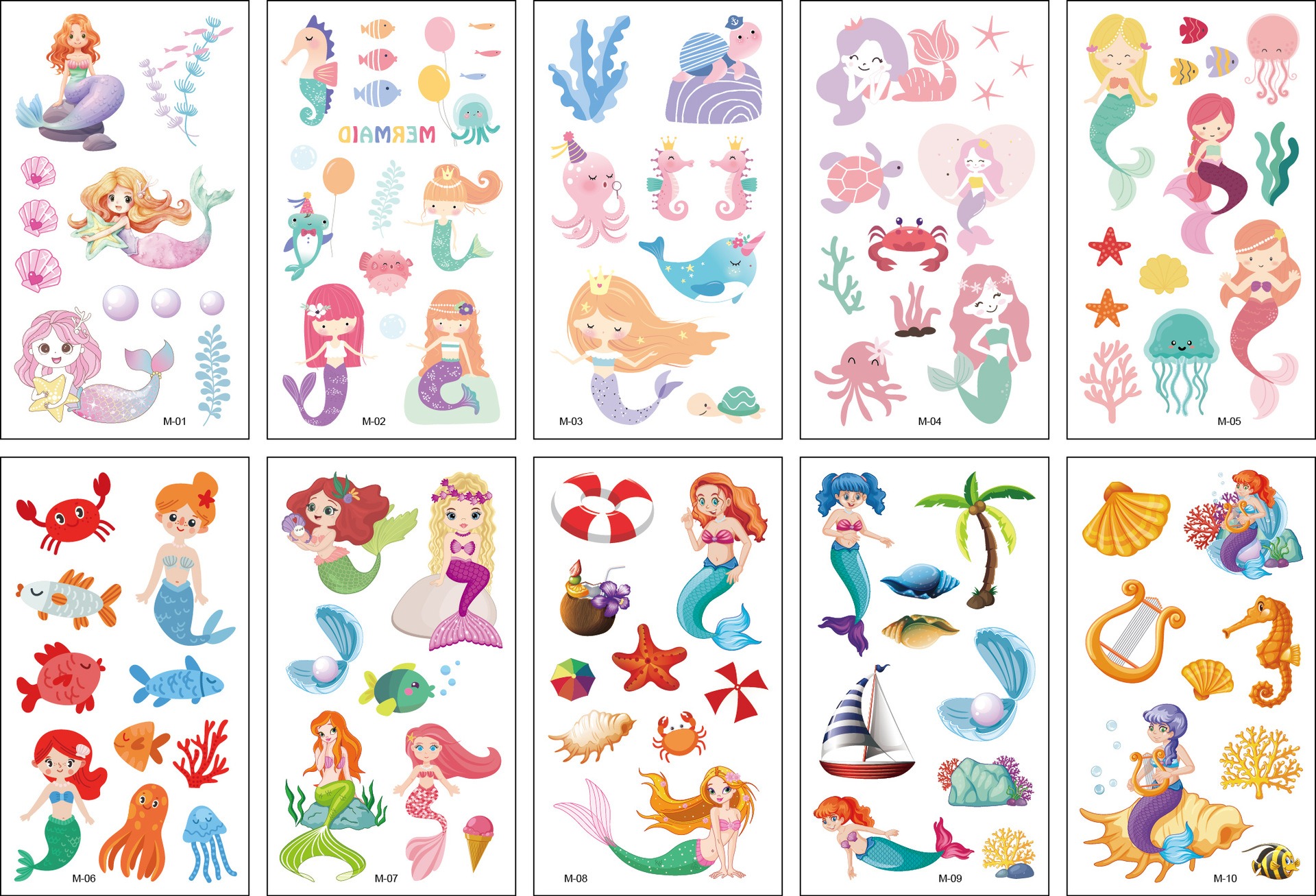 10 stuk Tattoo Sticker Gezicht Hand Cartoon Nep Tatoo Tijdelijke Waterdichte Taty model M Meermin