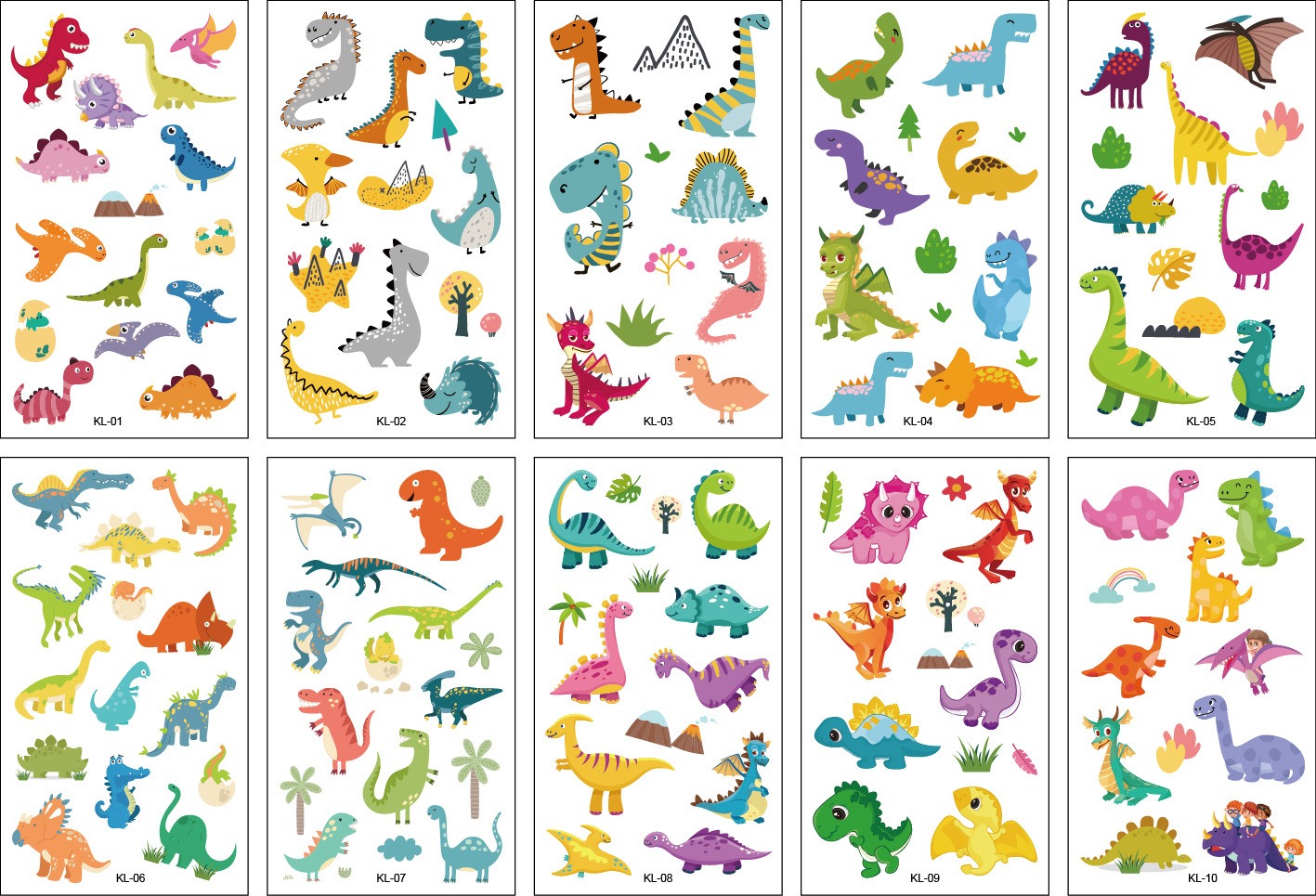 10 stuk Tattoo Sticker Gezicht Hand Cartoon Nep Tatoo Tijdelijke Waterdichte Taty model KL Dinosaurus