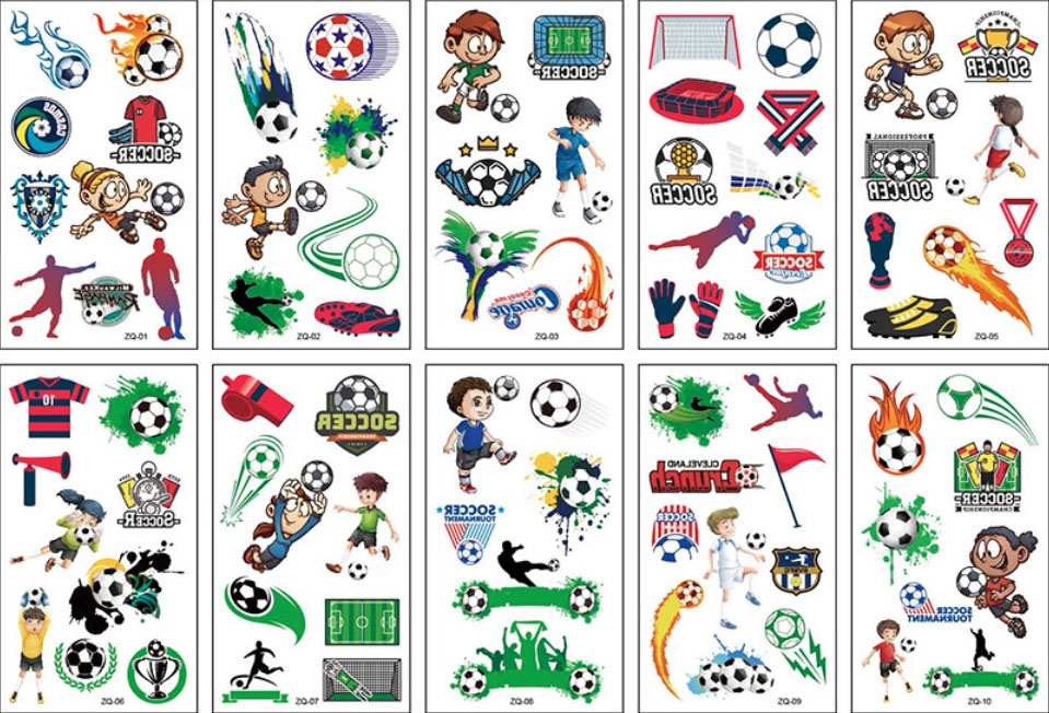 10 stuk Tattoo Sticker Gezicht Hand Cartoon Nep Tatoo Tijdelijke Waterdichte Taty model ZQ voetbal