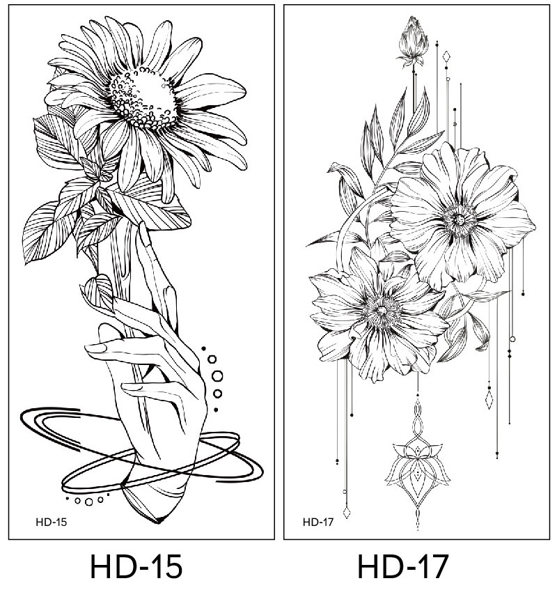 2 stuk XL Tattoo Sticker Gezicht Hand Mooie Body Art Nep Tatoo Tijdelijke Waterdichte Taty model HD1517