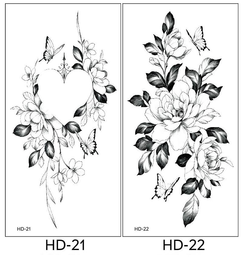 2 stuk XL Tattoo Sticker Gezicht Hand Mooie Body Art Nep Tatoo Tijdelijke Waterdichte Taty model HD2122